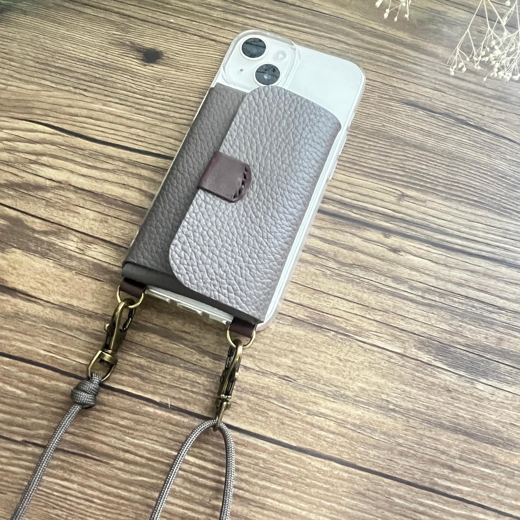 本革カードポケット付スマホケース【グレー】 iPhone,Xperia | 4枚目