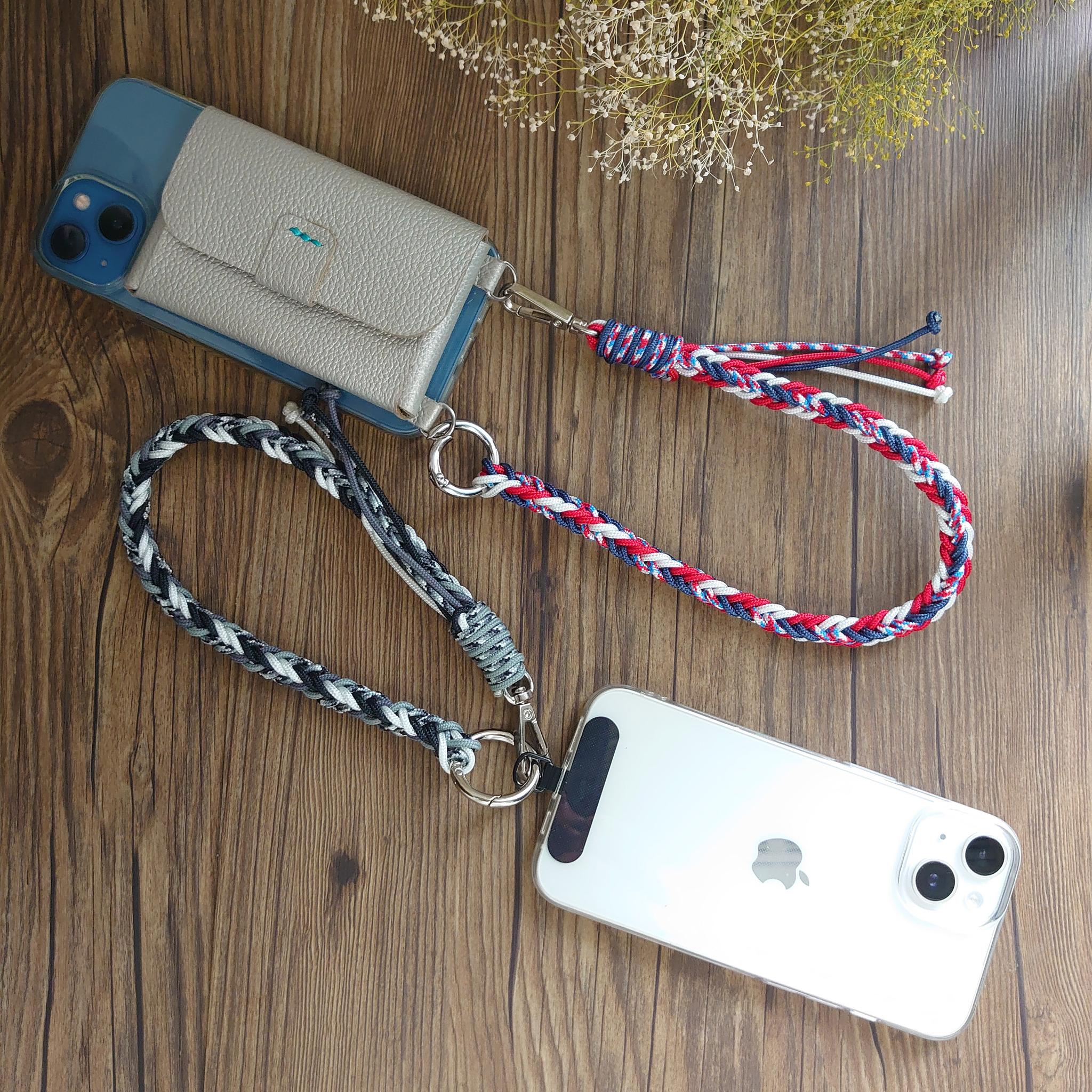スマホショートストラップ ハンドストラップ パラコード モノトーン＆リバティ